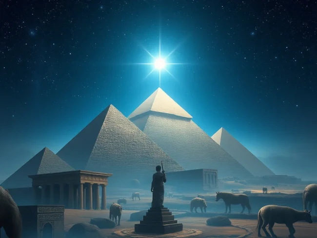 dibujo de la estrella sirio sobre las piramides