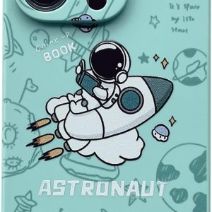 Funda transparente para iPhone 12 – Diseño astronauta y planeta, TPU resistente y antideslizante
