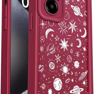 Funda para Realme C67 4G - Carcasa Silicona Delgada Suave Ligera Elegante Diseño Wine Red, Planets