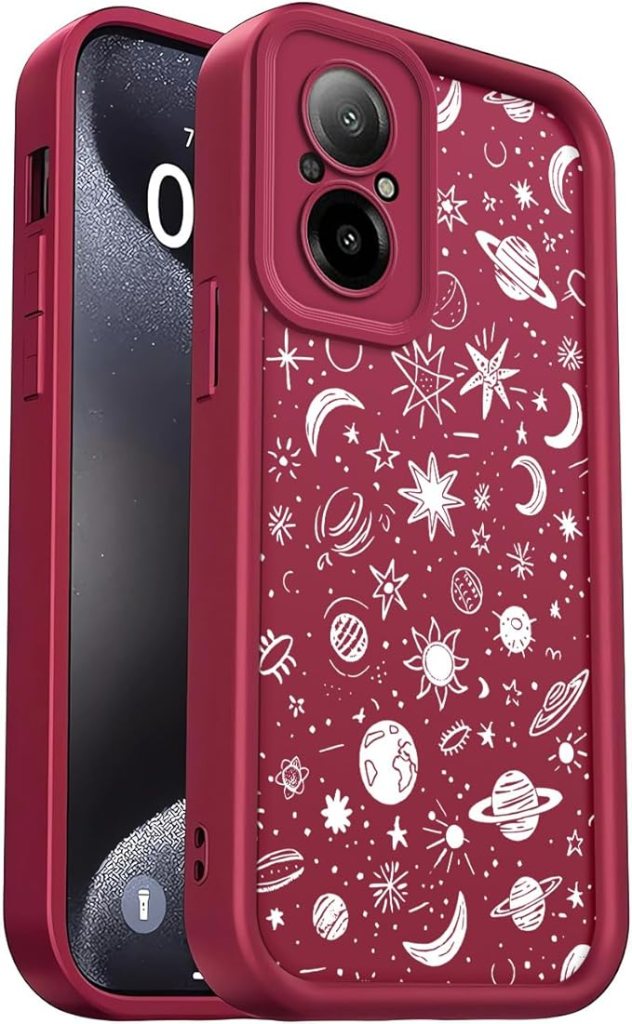 Funda para Realme C67 4G - Carcasa Silicona Delgada Suave Ligera Elegante Diseño Wine Red, Planets