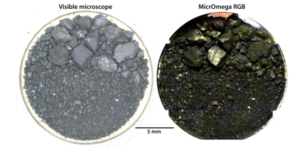 muestra ryugu en el microscopio
